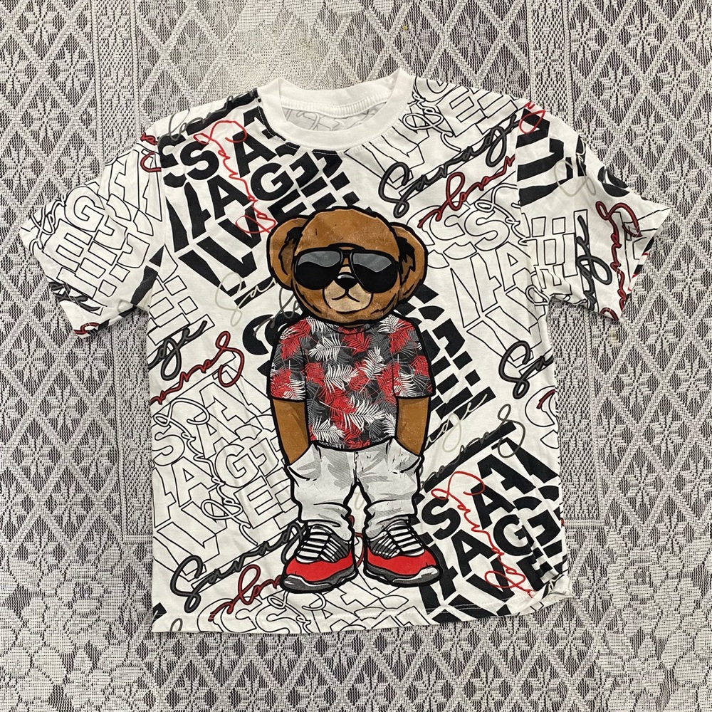 Savage Kids Graphic Tee - White, Black, Red, Brown